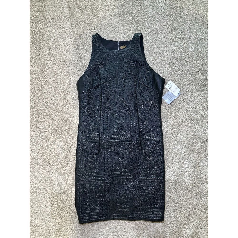 NEW Alexia Admor Black Sleeveless Lined Fake Leather Two Way Zip Dress Large